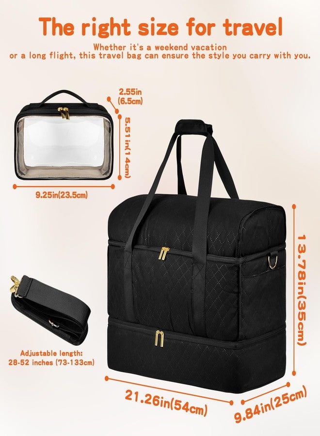 Jenlan Women's Weekender Duffle Bag - Personal Item Bag for Airplanes with Shoe Compartment & Toiletry Bag | Overnight Bag for Travel, Yoga, Hospital, Gym | Adjustable Shoulder Strap - Image 2